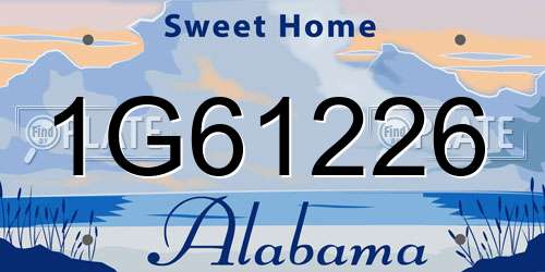 1G61226 Alabama License Plate