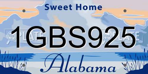 1GBS925 Alabama License Plate
