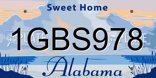 1GBS978 Alabama License Plate