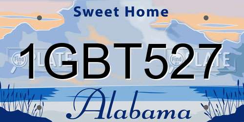1GBT527 Alabama License Plate