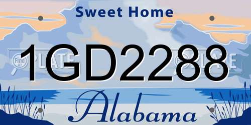 1GD2288 Alabama License Plate
