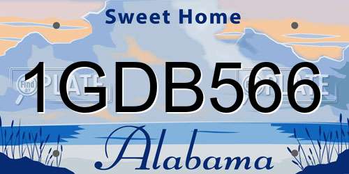 1GDB566 Alabama License Plate