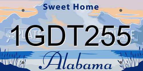 1GDT255 Alabama License Plate
