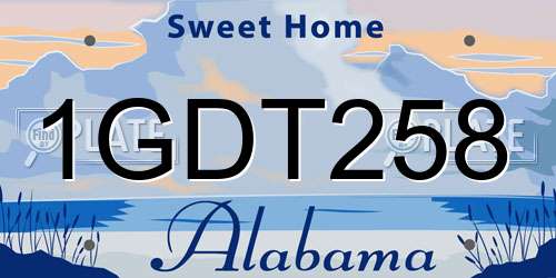 1GDT258 Alabama License Plate