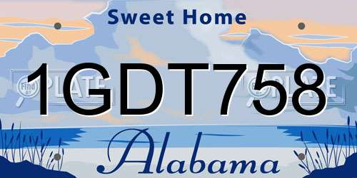 1GDT758 Alabama License Plate