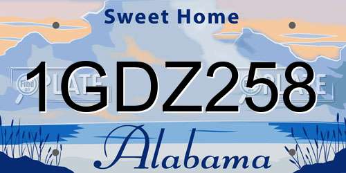 1GDZ258 Alabama License Plate
