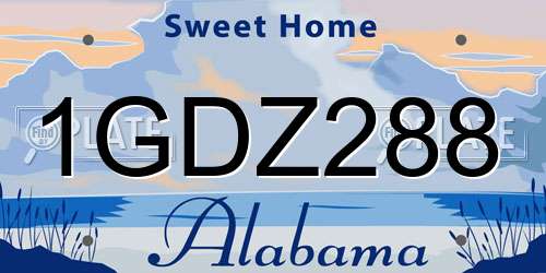 1GDZ288 Alabama License Plate