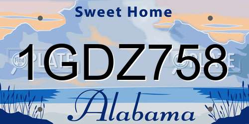 1GDZ758 Alabama License Plate