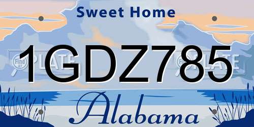 1GDZ785 Alabama License Plate