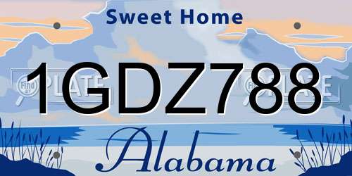 1GDZ788 Alabama License Plate