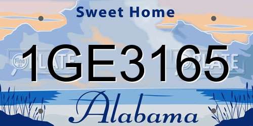 1GE3165 Alabama License Plate