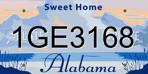 1GE3168 Alabama License Plate
