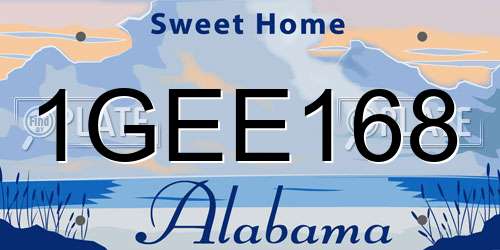 1GEE168 Alabama License Plate