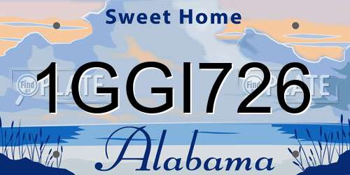1GGI726 Alabama License Plate