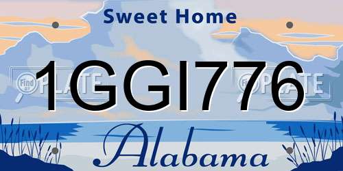 1GGI776 Alabama License Plate