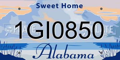1GI0850 Alabama License Plate