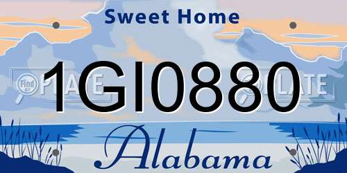 1GI0880 Alabama License Plate