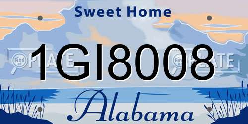 1GI8008 Alabama License Plate