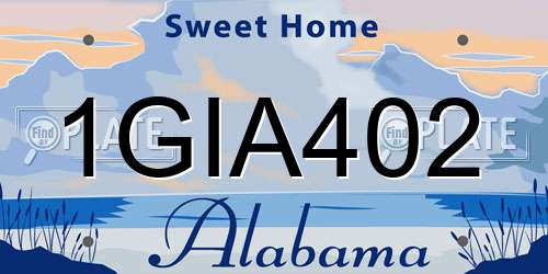 1GIA402 Alabama License Plate