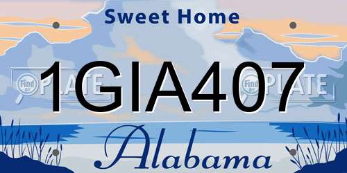 1GIA407 Alabama License Plate