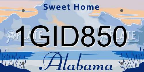 1GID850 Alabama License Plate