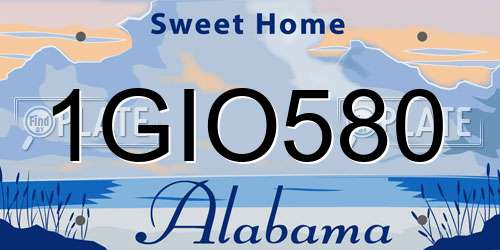 1GIO580 Alabama License Plate