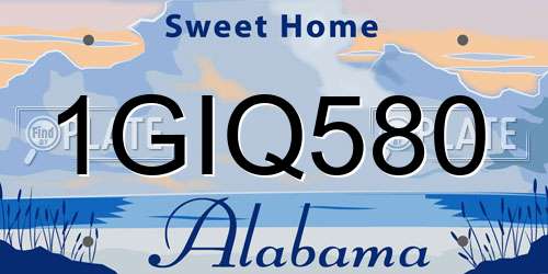 1GIQ580 Alabama License Plate