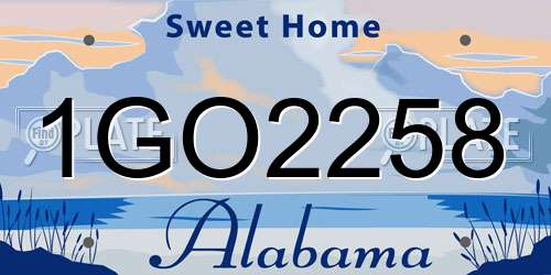 1GO2258 Alabama License Plate