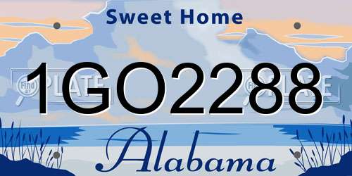 1GO2288 Alabama License Plate