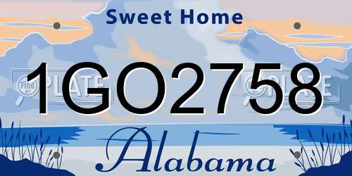 1GO2758 Alabama License Plate