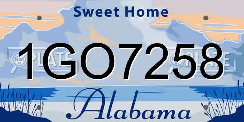 1GO7258 Alabama License Plate