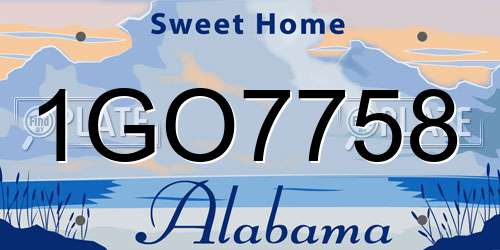 1GO7758 Alabama License Plate