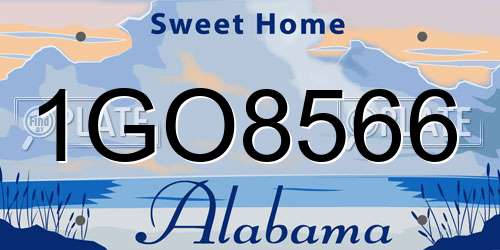 1GO8566 Alabama License Plate