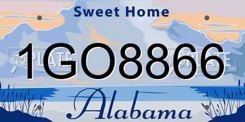 1GO8866 Alabama License Plate
