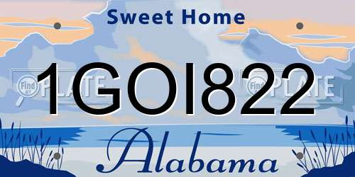 1GOI822 Alabama License Plate
