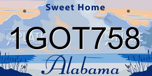 1GOT758 Alabama License Plate