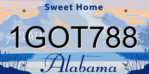 1GOT788 Alabama License Plate