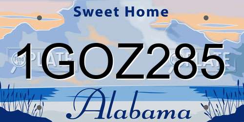 1GOZ285 Alabama License Plate