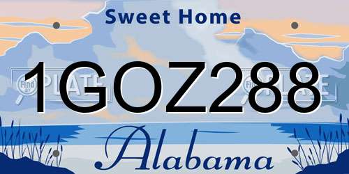 1GOZ288 Alabama License Plate