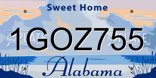 1GOZ755 Alabama License Plate