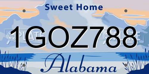 1GOZ788 Alabama License Plate