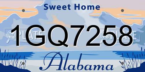 1GQ7258 Alabama License Plate