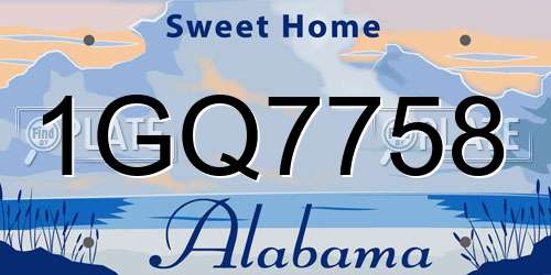 1GQ7758 Alabama License Plate