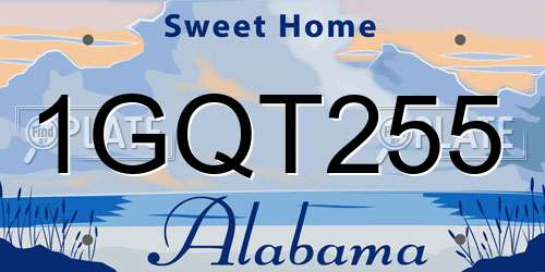 1GQT255 Alabama License Plate