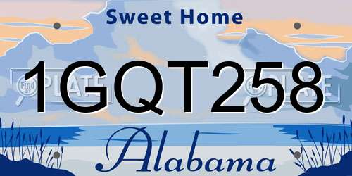 1GQT258 Alabama License Plate