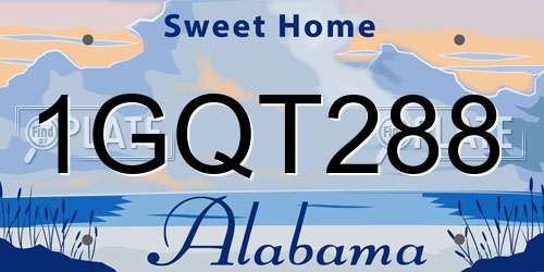 1GQT288 Alabama License Plate