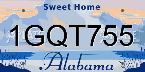 1GQT755 Alabama License Plate