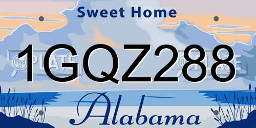 1GQZ288 Alabama License Plate