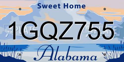 1GQZ755 Alabama License Plate