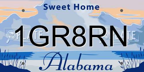 1GR8RN Alabama License Plate